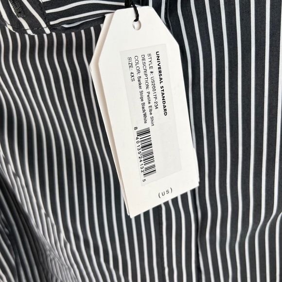 Universal Standard Elbe Striped Popover Top Gray White Size 4XS/Size 0 - Picture 3 of 4